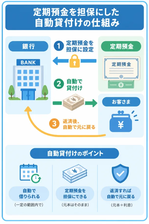 定期預金を担保にした自動貸付の仕組み